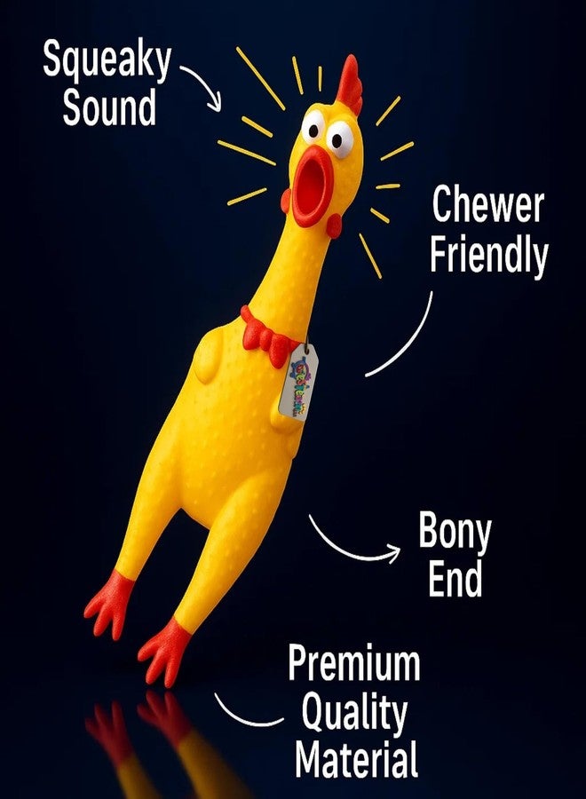 Western Era Squeaky Chicken Dog Toy 32CM | Rubber Rooster Shaped Interactive Chew Toy for Dogs & Puppies | Built-in Squeaker for Fetch & Training | Textured Surface for Teeth Cleaning | Funny Dog Toy - Image 4